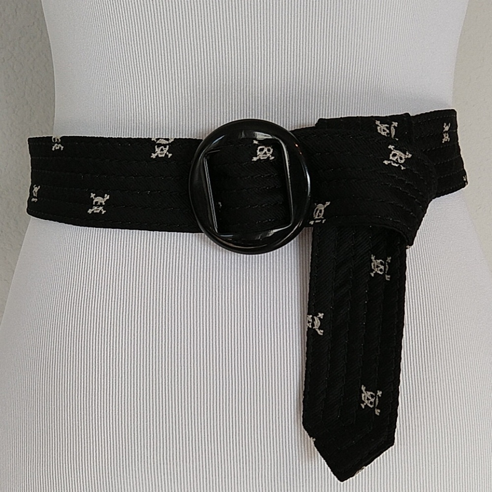 Silk Skull and Crossbones JCrew woven belt S/M
